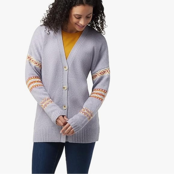 NWT Smartwool Cozy Lodge Merino Wool Boyfriend Cardigan Purple Small - Picture 2 of 7